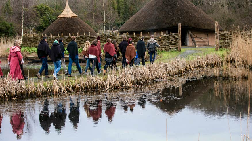 People on tour of the Irish National Heritage Park in County Wexford.