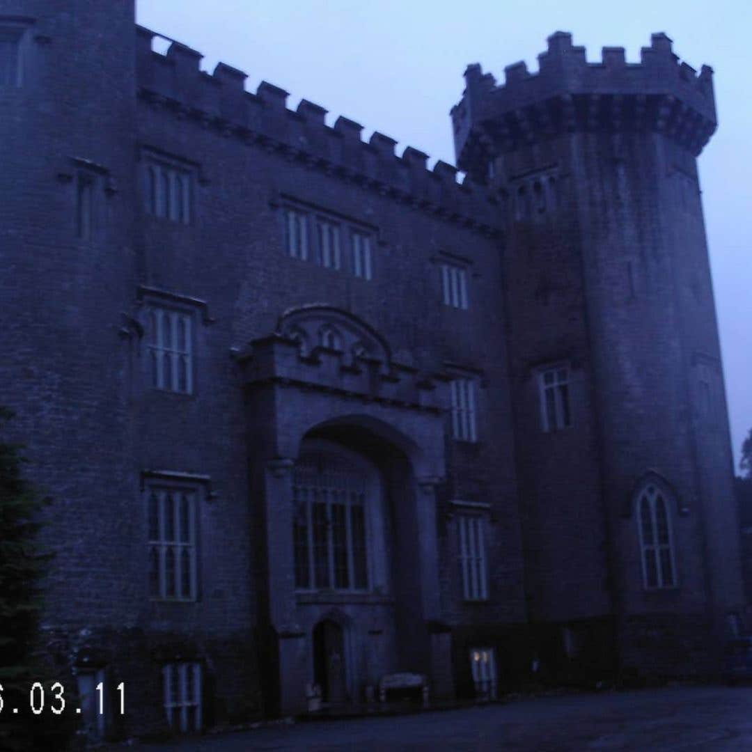 A dark, old picture of Charleville Castle in Offaly taken just before nightfall. 