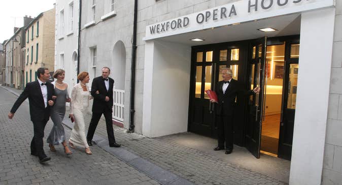 People walking into the National Opera House, Co. Wexford