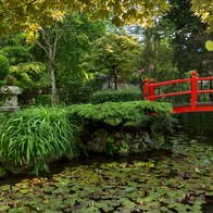 Bridge over pond in Japanese Gardens