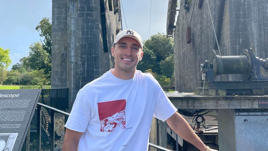 Greg O'Shea standing outside The Great Telescope at Birr Castle, Offaly