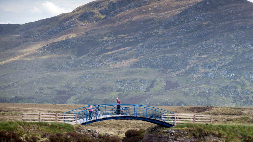 People cycling on the Great Western Greenway in Co Mayo