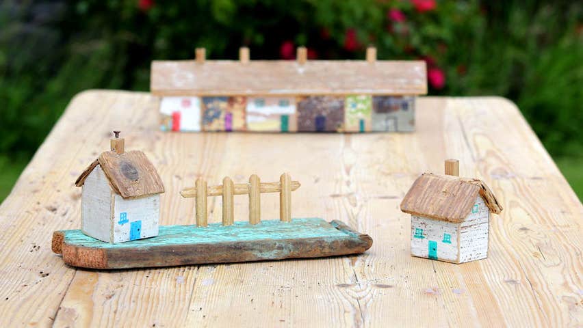 Miniature house ornaments at The Pine Rack Ballintubber County Mayo