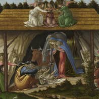 The Mystic Nativity by Sandro Botticelli. It depicts the Nativity.