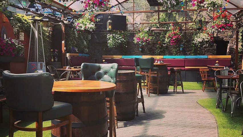 The beer garden at Franciscan Wells Brewery and  Brew Pub