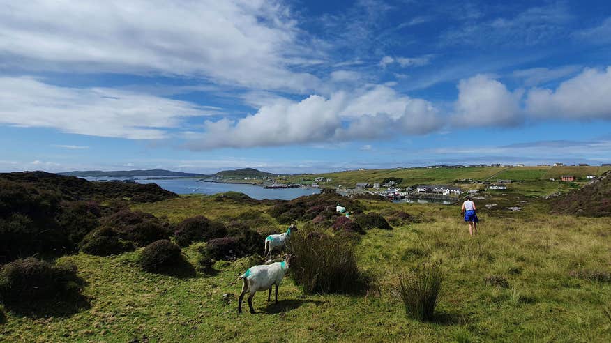 Person walking in Knock Hill, Inishbofin, Co Galway