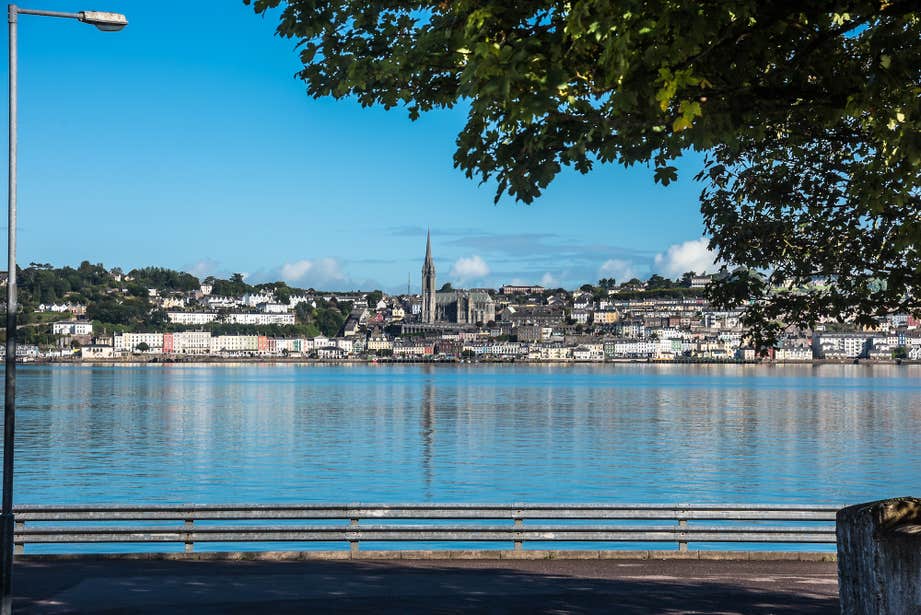 Distant view of Cobh from across the harbour in County Cork