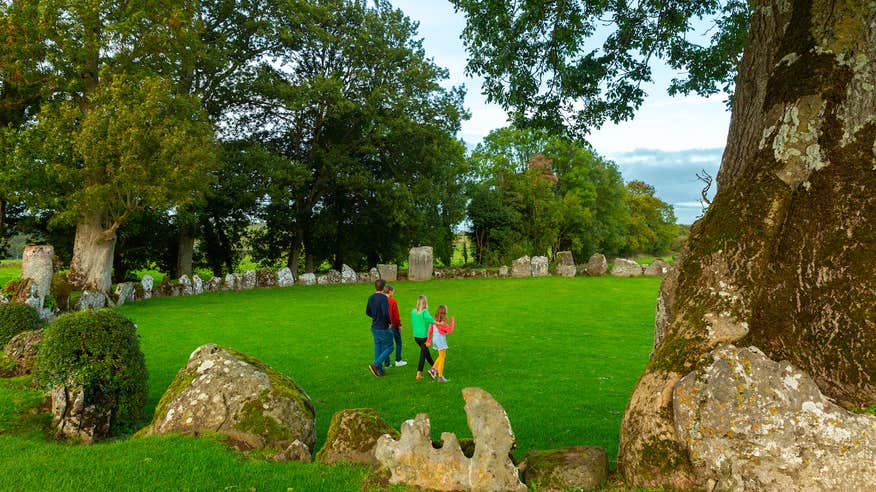 A family at the Grange Stone Circle in Co Limerick