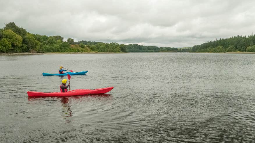 People kayaking in the Blessington Lakes, Co Wicklow