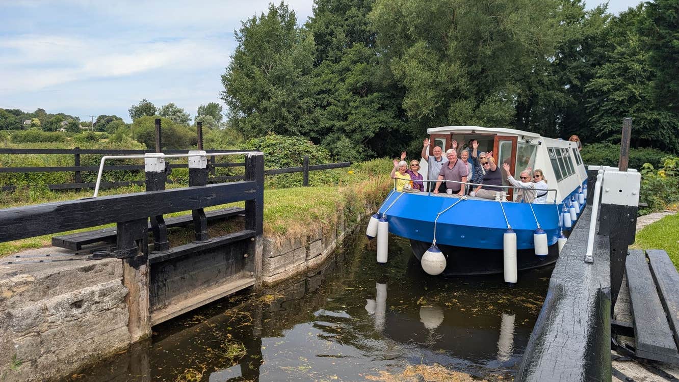 People on the passenger barge with Boat Trips in Athy on the River Barrow