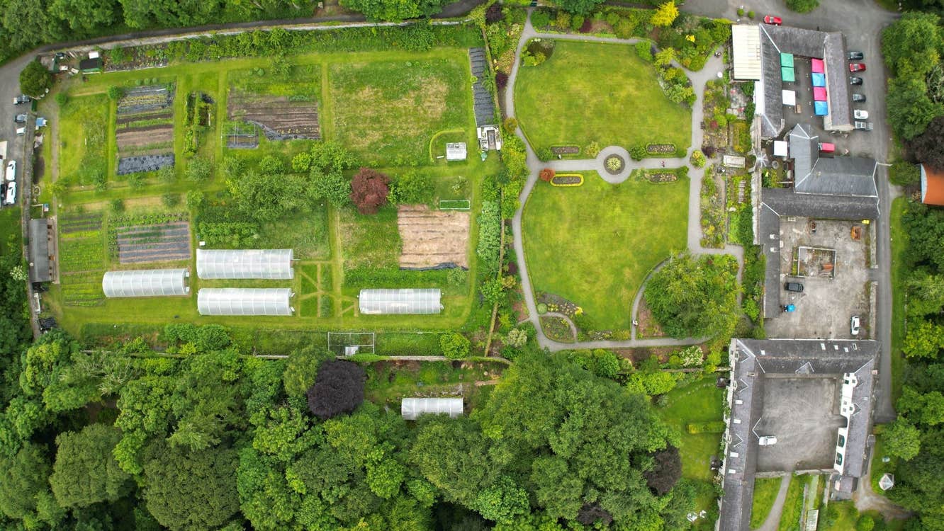 An aerial image of the North Mayo Heritage Centre