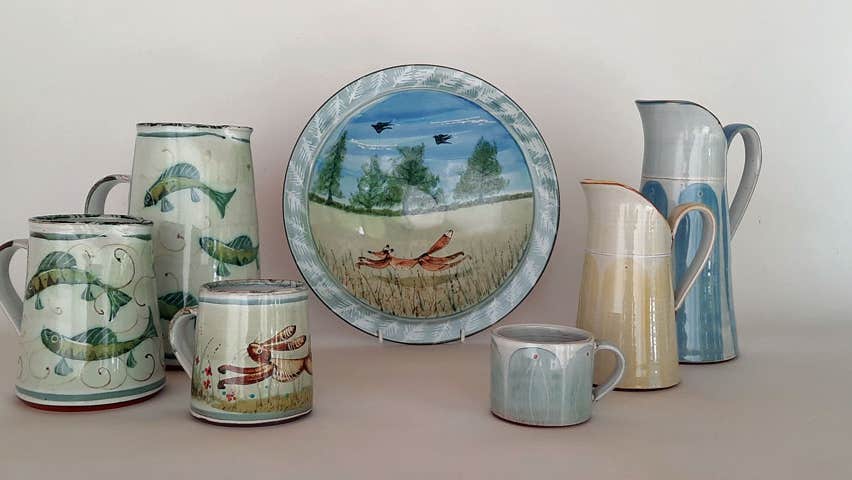 A display of pottery from The Bridge Pottery Kilkenny