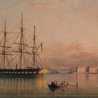 George Mounsey Wheatley Atkinson, Naval Steam Frigate Moored off Queenstown (with Haulbowline in Background), 1838.Collection Crawford Art Gallery, Cork.