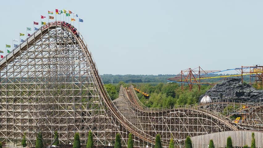 An image of the rollercoaster at Emerald Park