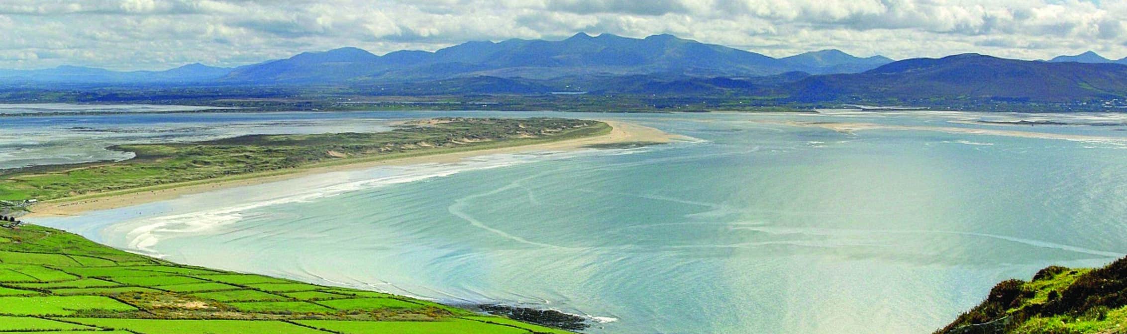Sweeping view of Inch Beach in County Kerry on a sunny day