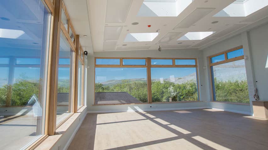 Burren Yoga Retreat sunlit interior with great views of the area