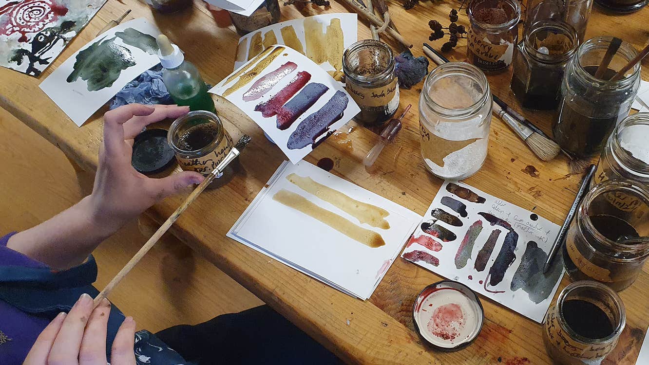 Ink testing table at Blueway Art Studio