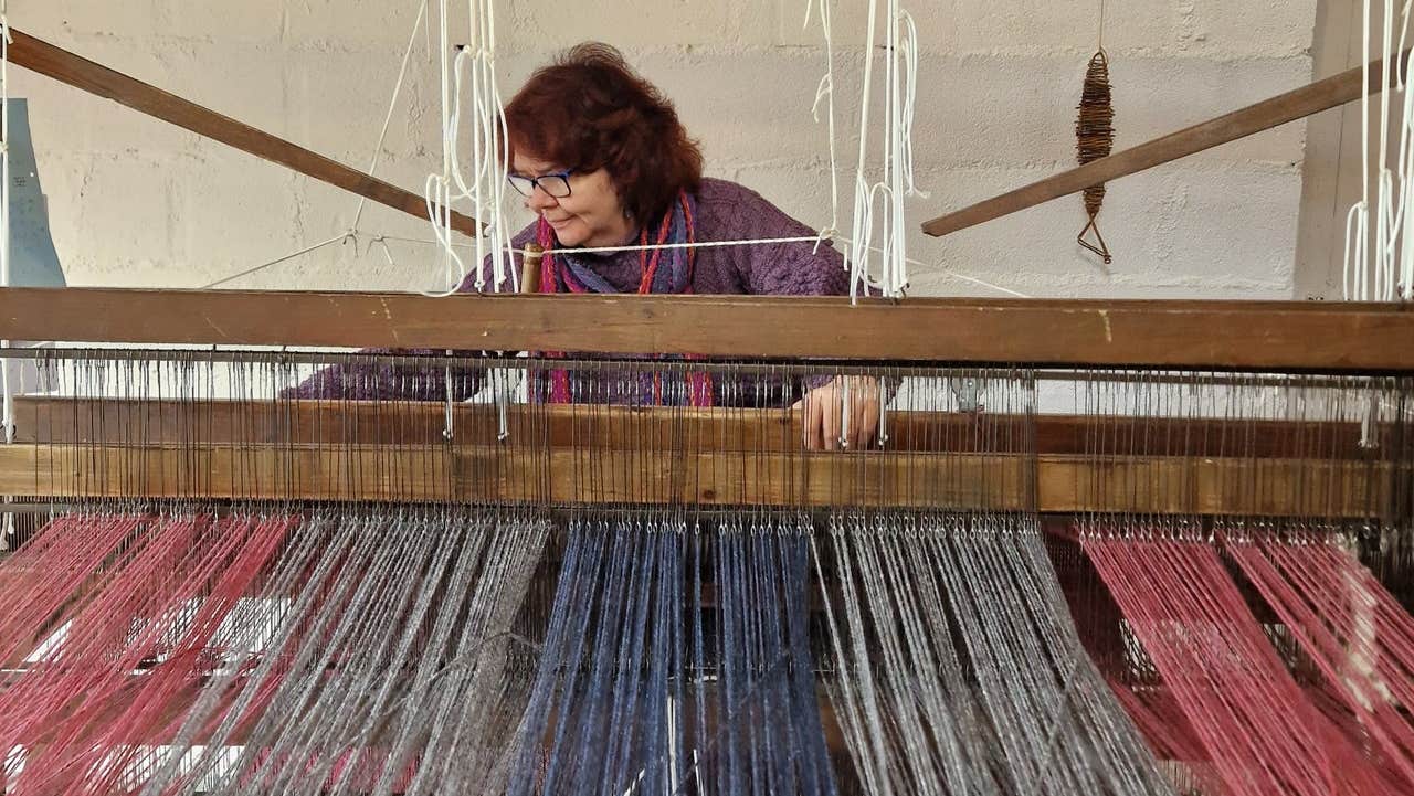 Weaving on a traditional loom