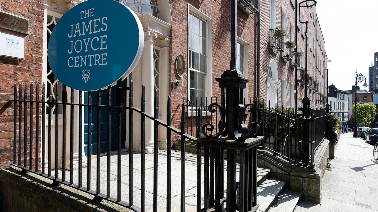 A view of the front exterior and door entrance to The James Joyce Centre