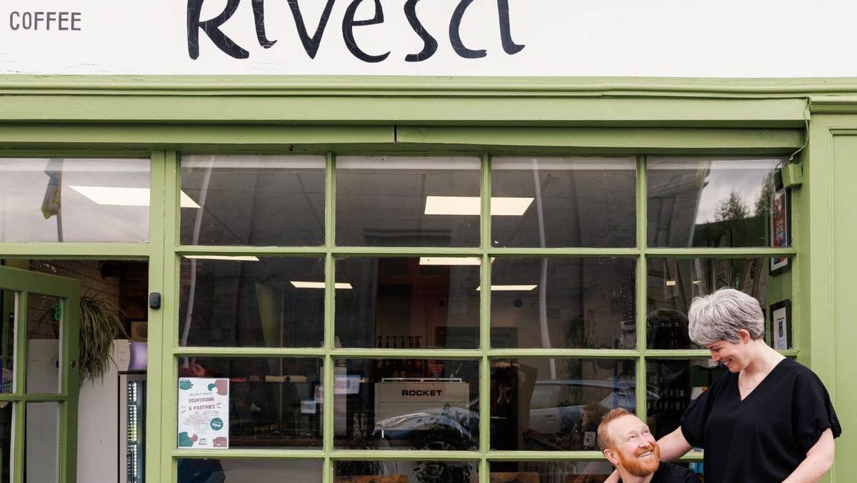 Owners Shannon Forrest and Declan Malone outside their Rívesci Coffee Shop