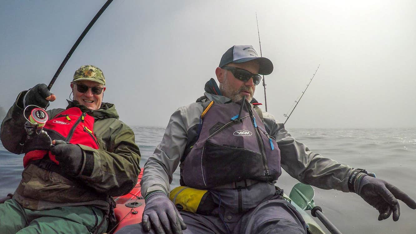 Two men out fishing with Angling Adventures West Cork