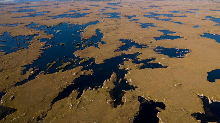 Aerial view of Roundstone Bog in Connemara, Co Galway