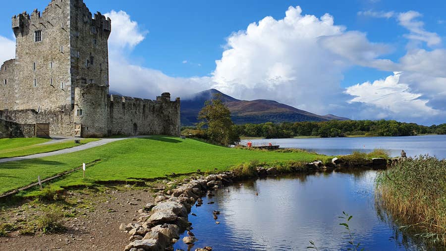 A view of Ross Castle and grounds in Killarney National Park