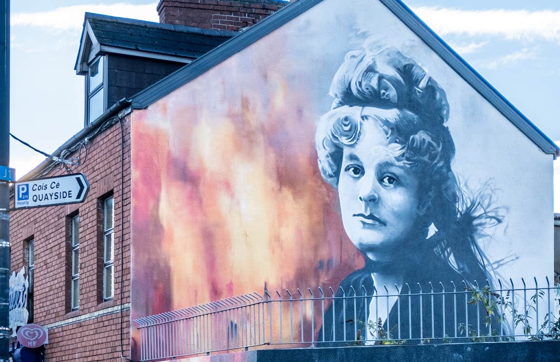 Street art of Maud Gonne in Co Sligo