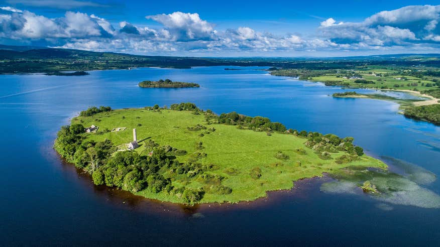 Aerial view of Holy Island in County Clare