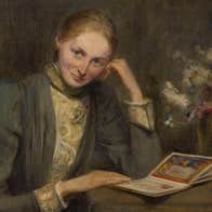 This is a portrait of Jane Barlow by the artist Sarah Purser.  The Barlow and Purser families both had members on the academic staff of TCD, and Jane and Purser met at latest in 1892 during the College Tercentenary celebrations.