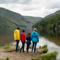 A family at Glendalough Upper Lake in Co Wicklow