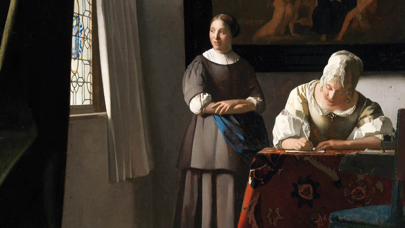 'Woman Writing a Letter with her Maid', Vermeer