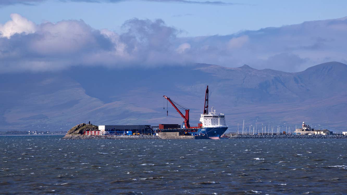 Ships docking at Fenit Harbour in County Kerry.