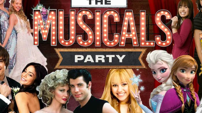 Throwback Events presents The Musicals Party, poster with various smiling people from different movies