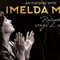 Imelda May: Raised on songs & stories - side view of woman with hands held up open, and eyes closed.