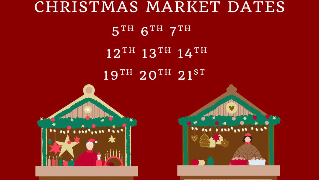 An poster of Christmas Markets at The Green Market with times and dates.