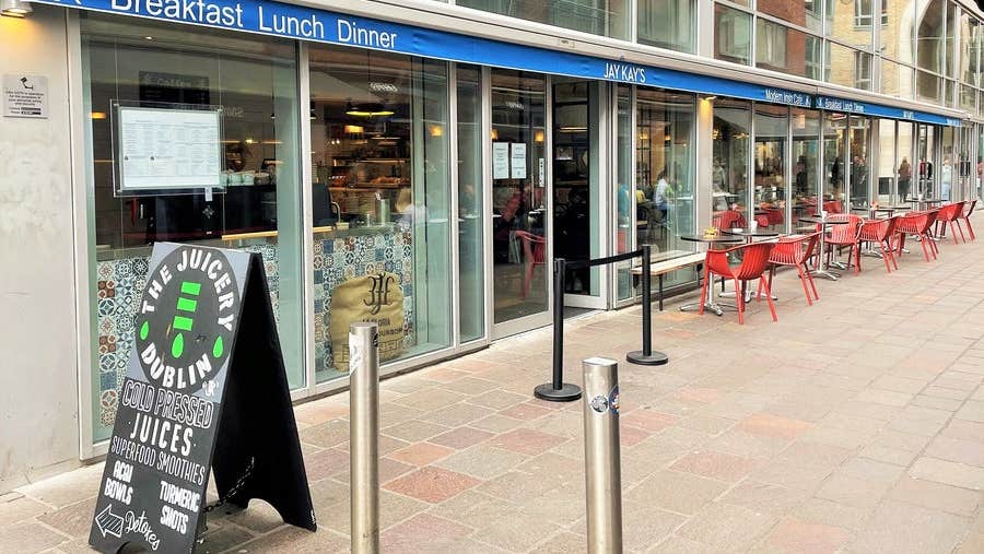 The exterior of Jay Kays Cafe on Millennium Walk in Dublin City centre