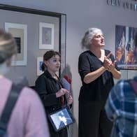 A group on a guided tour at Collins Barracks