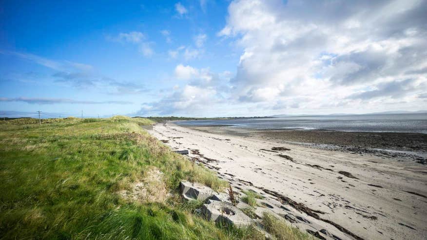 Grassy dunes back onto Elly Beach in Belmullet.