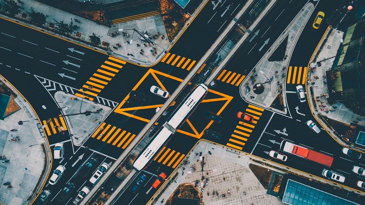 Aerial view of traffic
