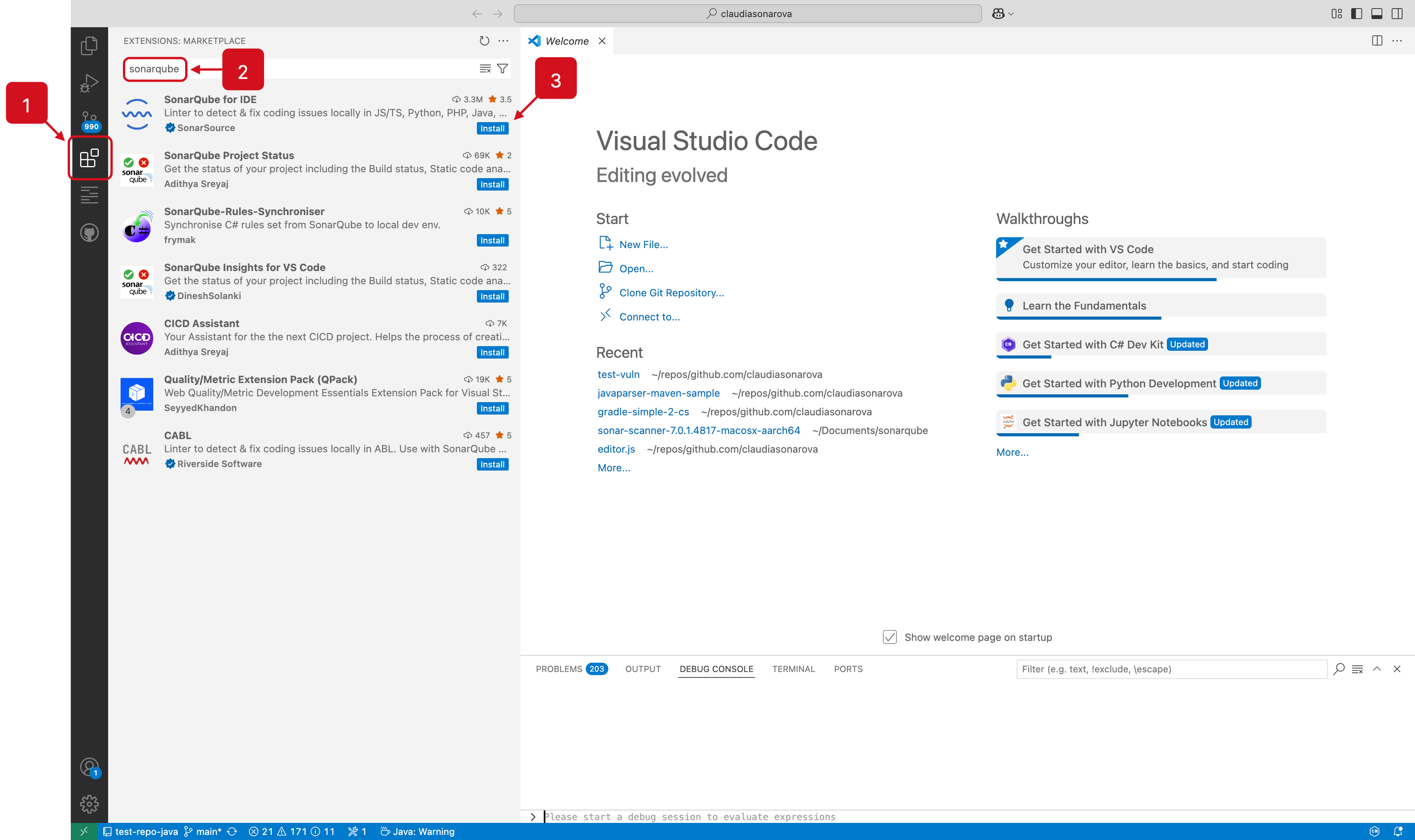 How to find SonarQube in the VS Code Extension Marketplace. How to find SonarQube in the VS Code Extension Marketplace.