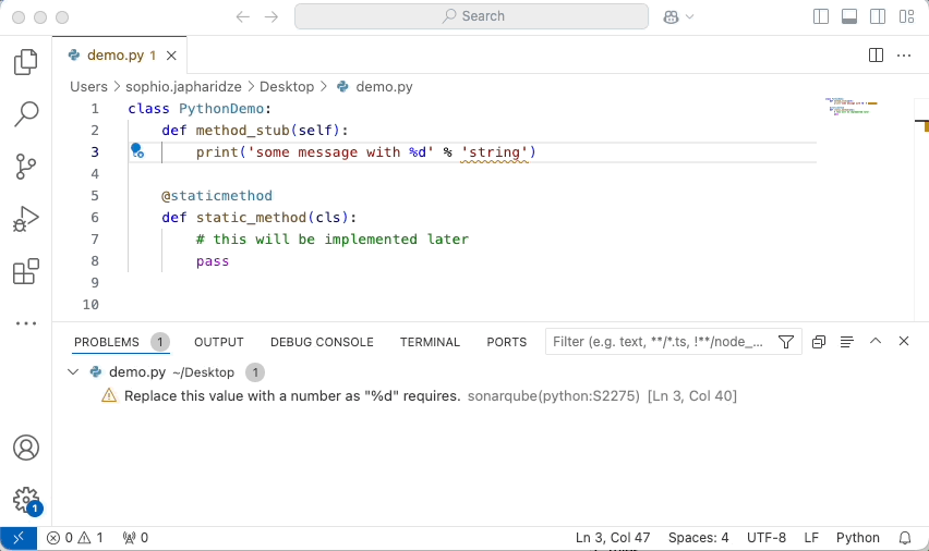 Open a rule description in SonarQube for VS Code so that you can learn why this is an issue in your project. Open a rule description in SonarQube for VS Code so that you can learn why this is an issue in your project.