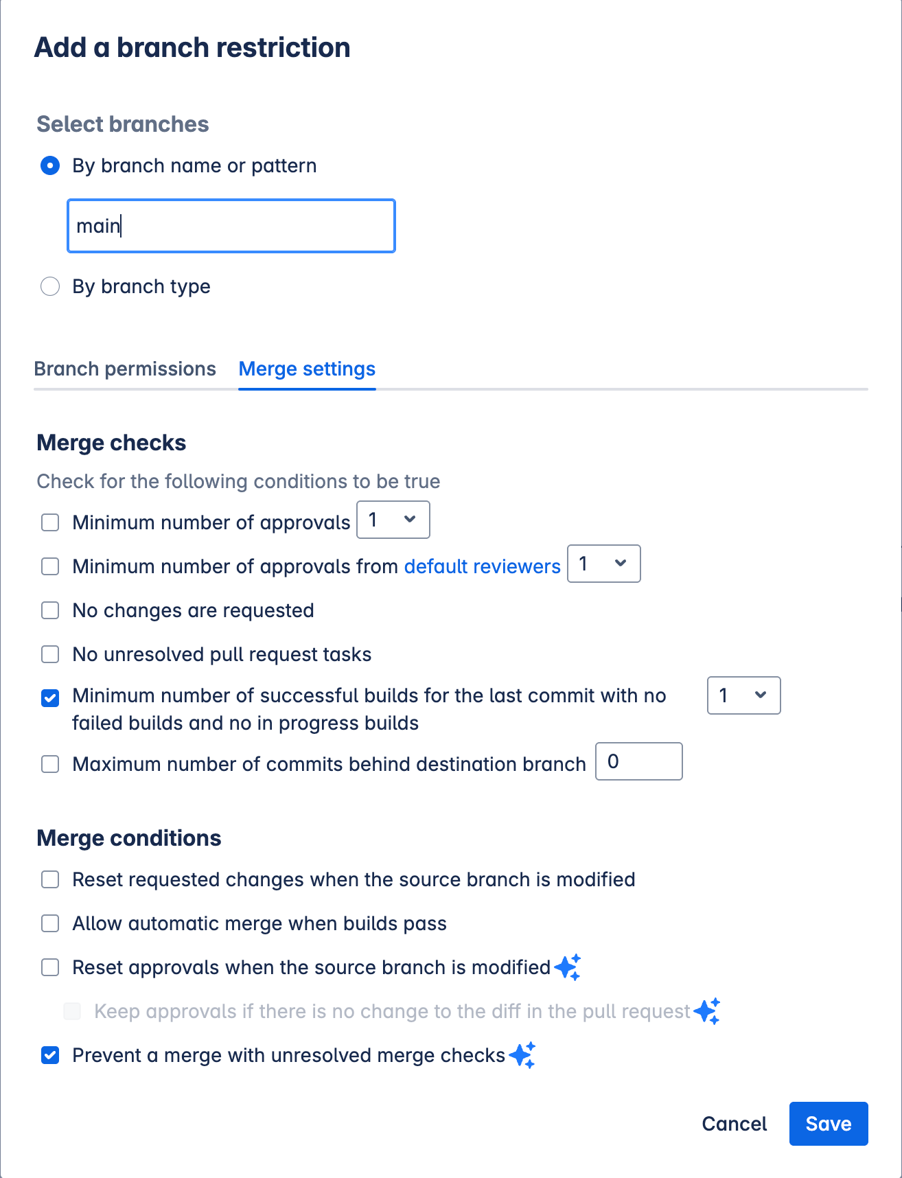 Edit a branch restriction
