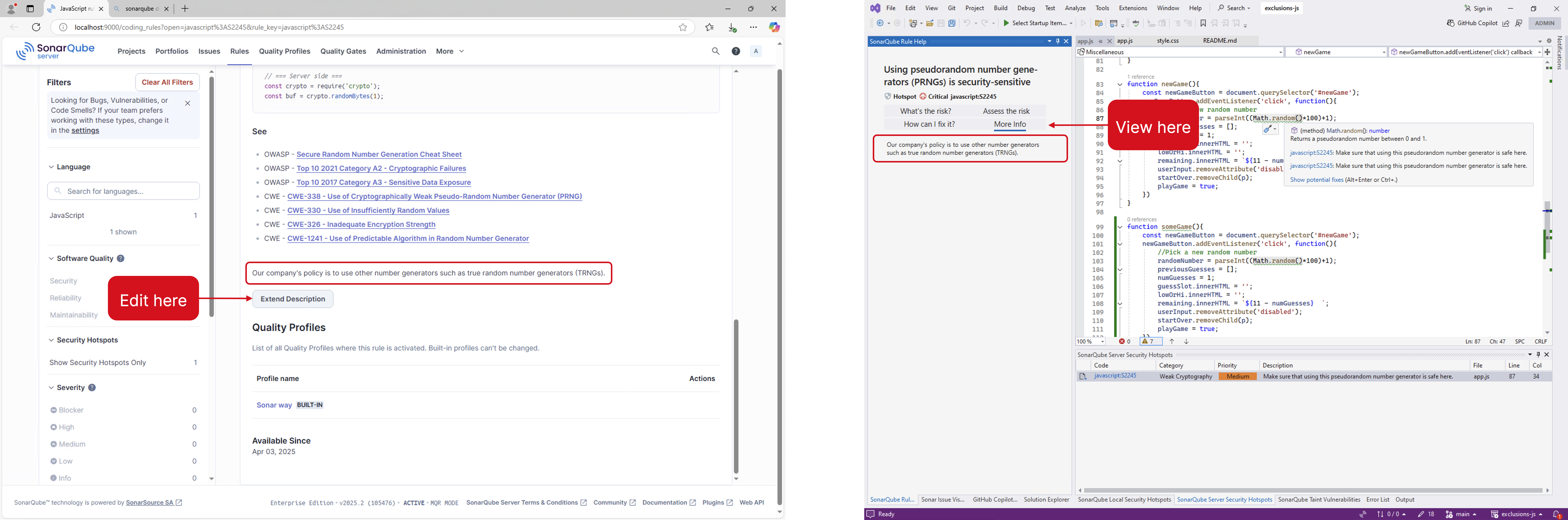 It is possible to write an extended description for your rule in SonarQube Server or on SonarQube Cloud, and see it in SonarQube for IDE. It is possible to write an extended description for your rule in SonarQube Server or on SonarQube Cloud, and see it in SonarQube for IDE.