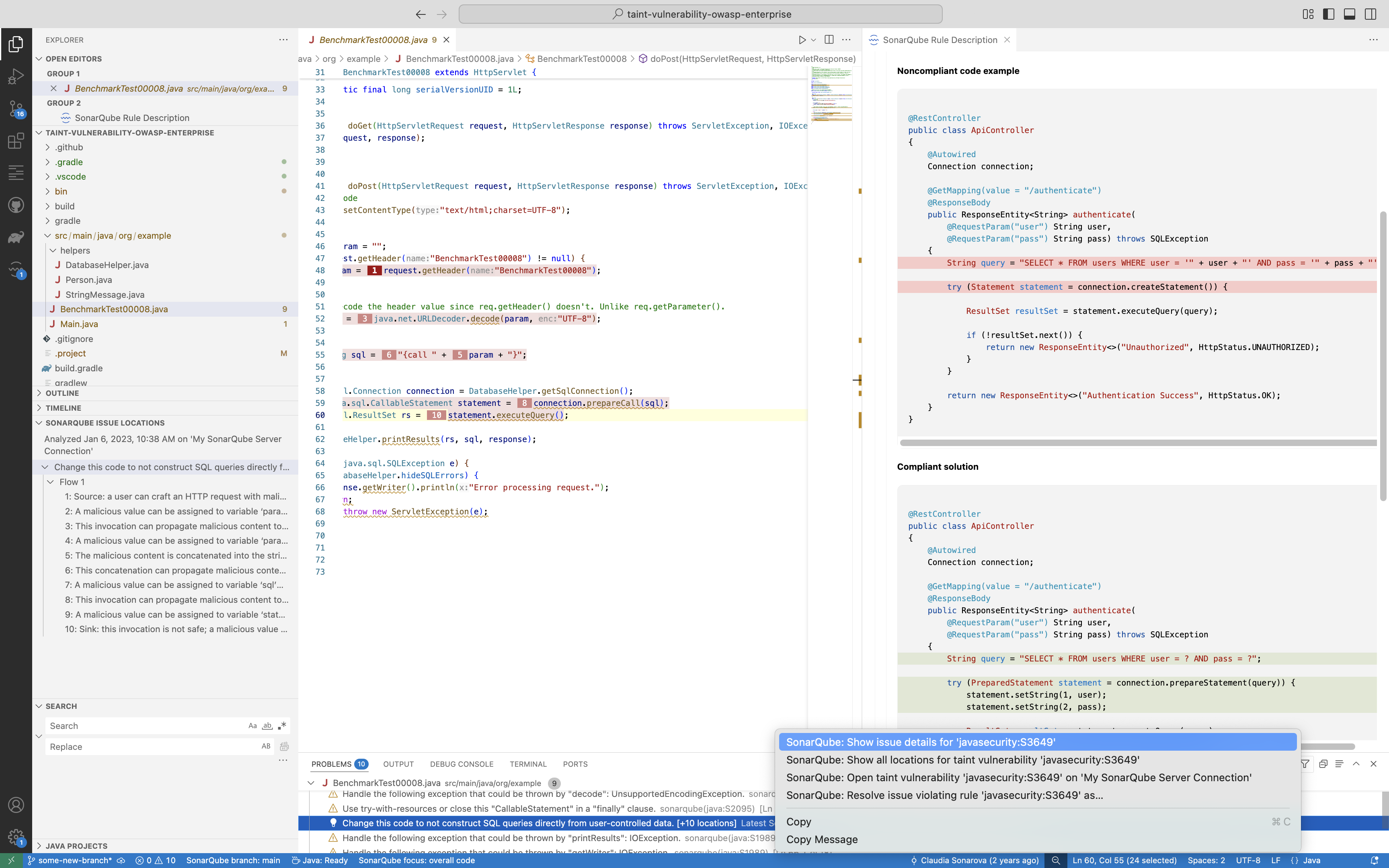 The SonarQube Rule Description tab will give you lots of information to help you fix your issue. The SonarQube Rule Description tab will give you lots of information to help you fix your issue.