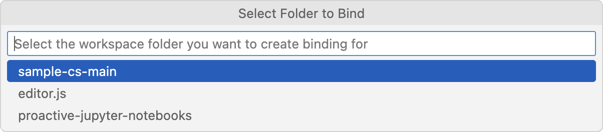 Select the local folder in your workspace, that you want to bind with the server.