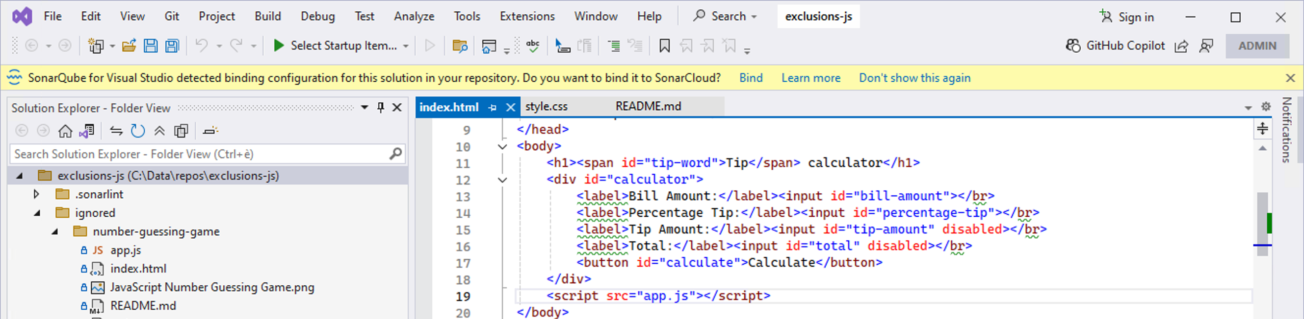 SonarQube for Visual Studio will show you a gold bar if it detects a matching folder on the server. It's there to help streamline the binding process and complete your connected mode setup. SonarQube for Visual Studio will show you a gold bar if it detects a matching folder on the server. It's there to help streamline the binding process and complete your connected mode setup.