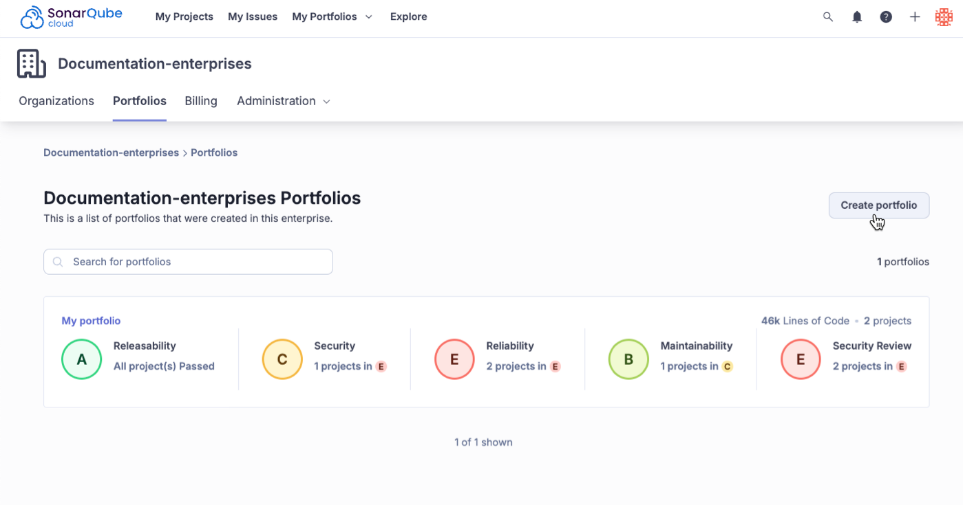 Create portfolio button Create portfolio button
