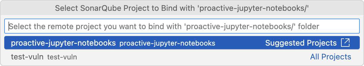 Select the project on the server to bind with your local folder.