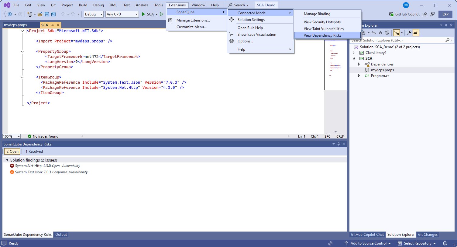 List of dependency risks in Visual Studio. List of dependency risks in Visual Studio.